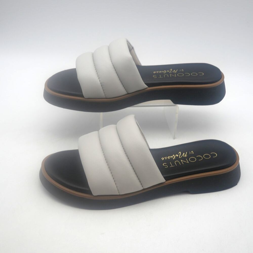 NEW Coconuts by Matisse Women's  6 Gray Puffy Sandals Slides Flats Sandals Shoes